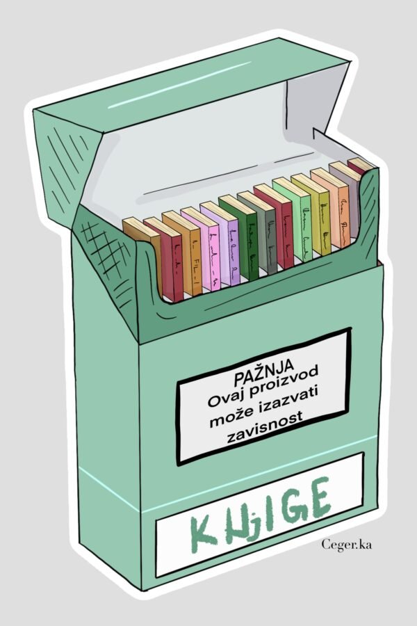 Stiker - paklica sa knjigama